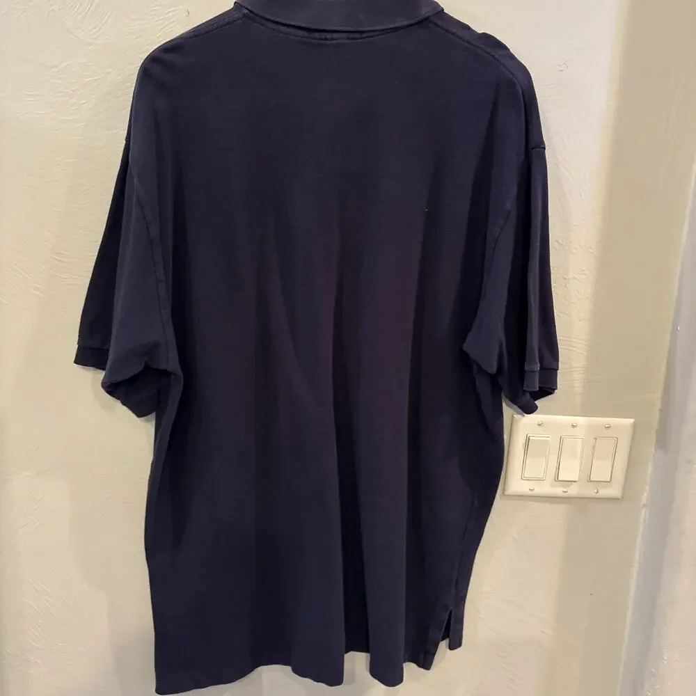 Polo Ralph Lauren Shirt Mens XXL Navy Blue Made In USA Red Pony Logo Cotton